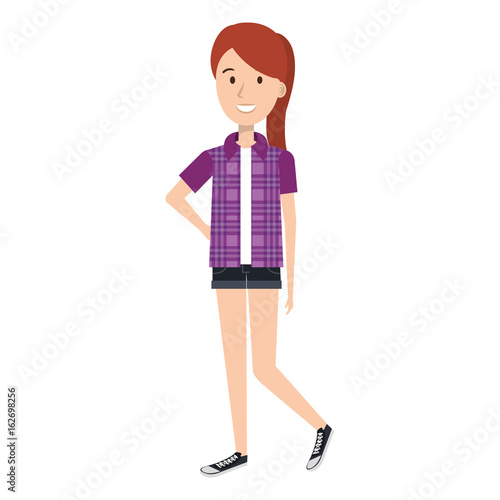 beautiful and young woman character vector illustration design