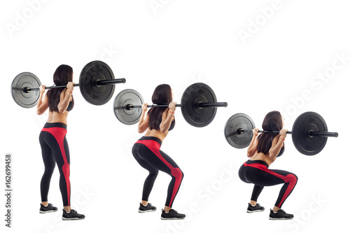 Quadro su tela Woman doing squat  with a barbell