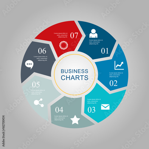 Business Diagram circle 2 3 4 5 6