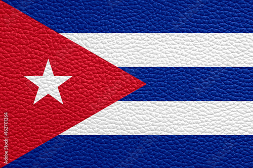 Photography flag of cuba painted on leather