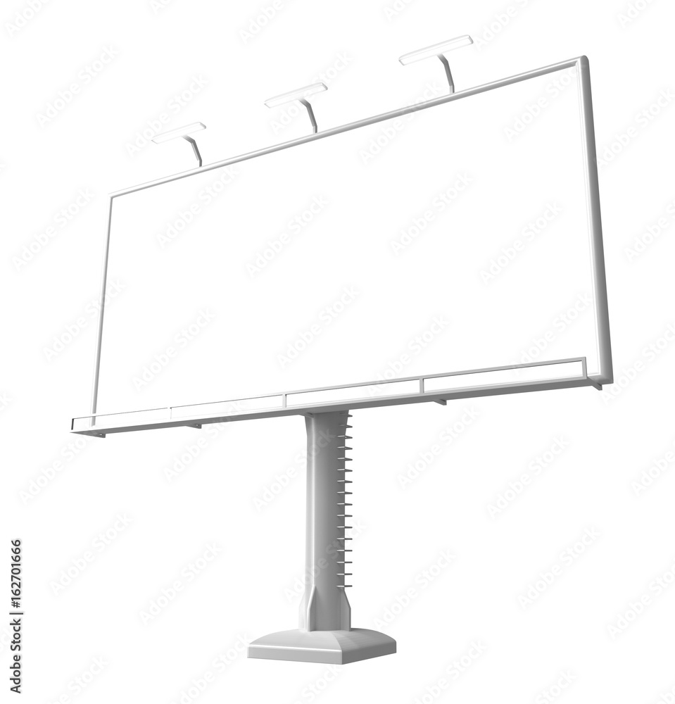 Obraz premium 3D rendering of blank billboard (empty advertisement) isolated on white background