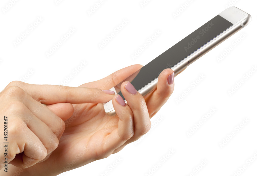 hand hold smartphone mobile isolated on white hand hold smartphone mobile isolated on white