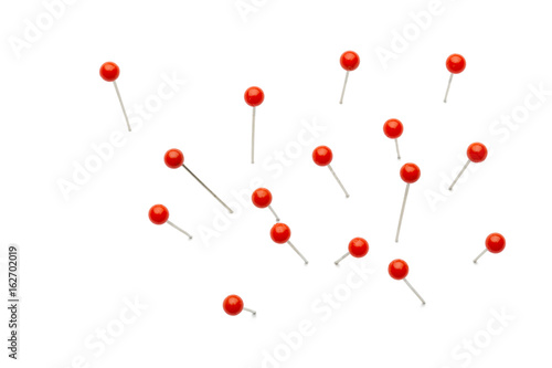 Plakat Push pins isolated on white background.