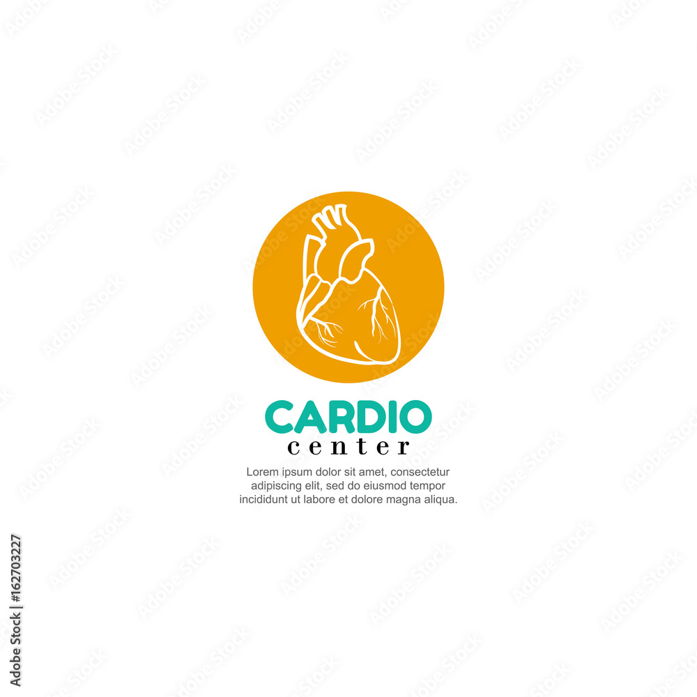 Template logo for human heart. Cardiology center.