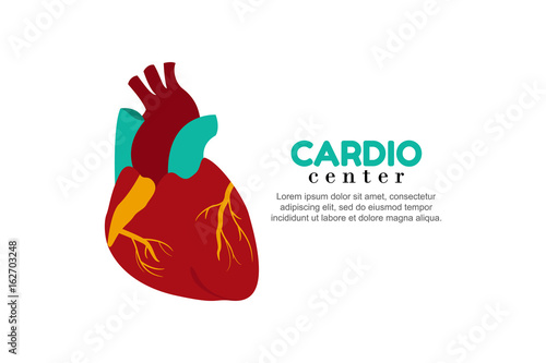 Template logo for human heart. Cardiology center.