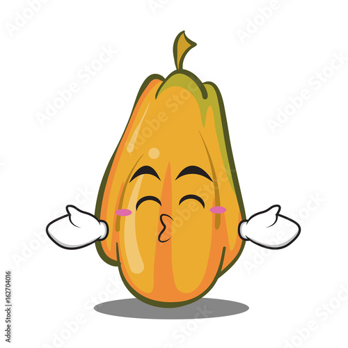 Kissing closed eyes papaya cartoon character design