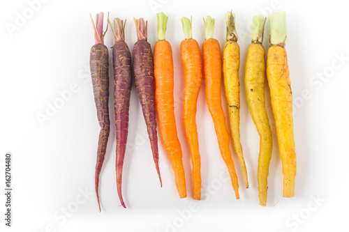 Baby Rainbow Carrots on White Background