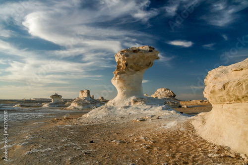 The White desert national park is the main attraction of Farafra depression, Farafra, Egypt