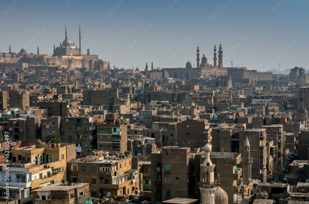 View of the Citadel with Muhammad Ali Mosque, Mosque of Al Rifai and Madrasa of Sultan Hassan, Cairo, Egypt View of the Citadel with Muhammad Ali Mosque, Mosque of Al Rifai and Madrasa of Sultan Hassan, Cairo, Egypt