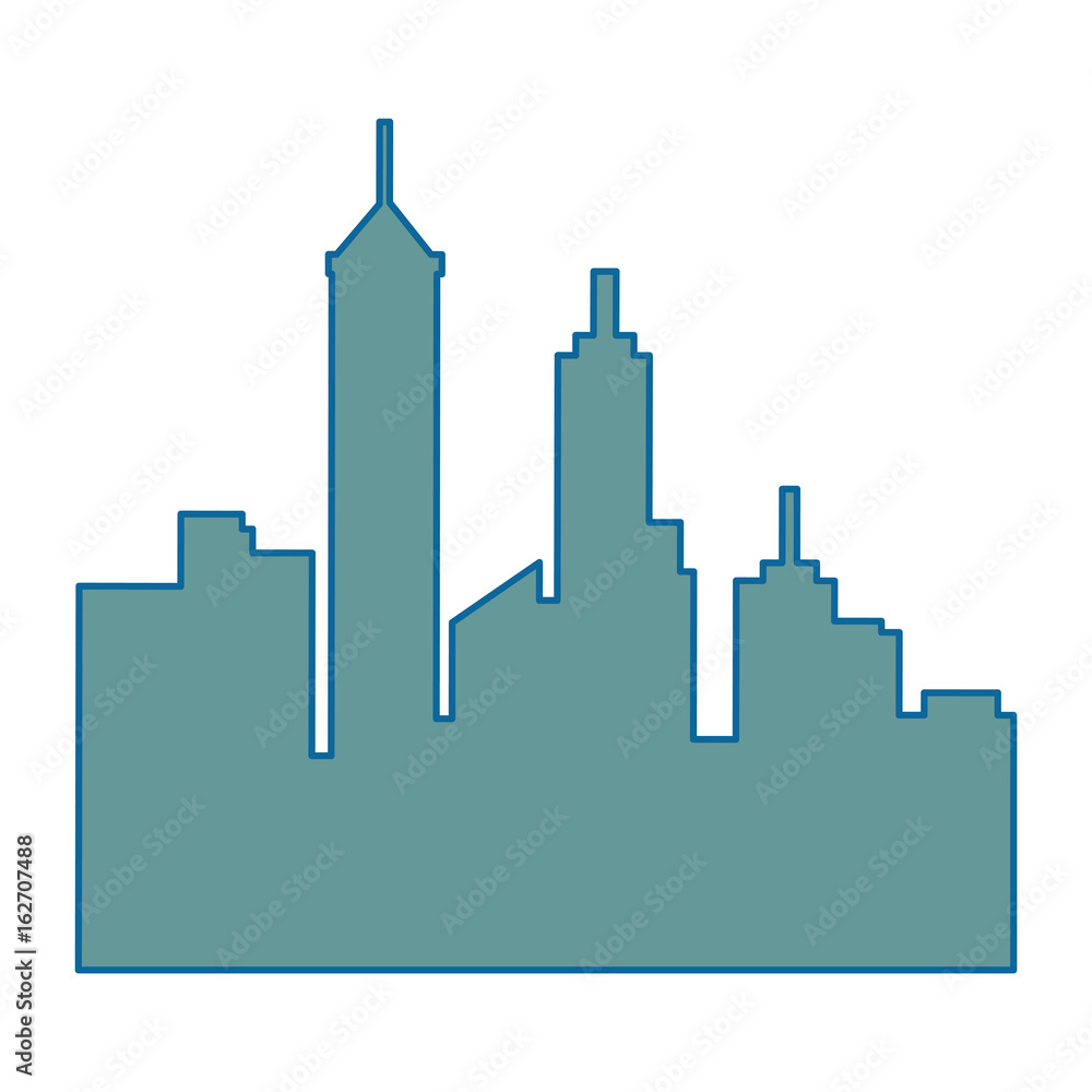 silhouette of city buildings icon over white background colorful design vector illustration