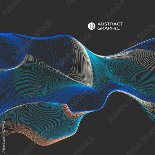 Wavy abstract graphic design, vector background.
