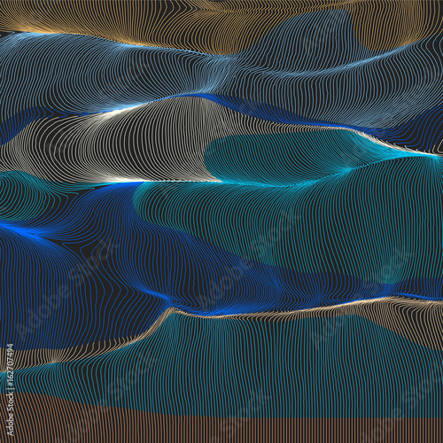 Wavy abstract graphic design, vector background.