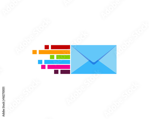 Digital Pixel Mail Icon Logo Design Element