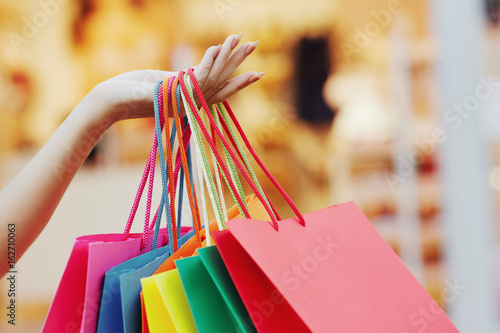 Shopping concept with beautiful girl photo