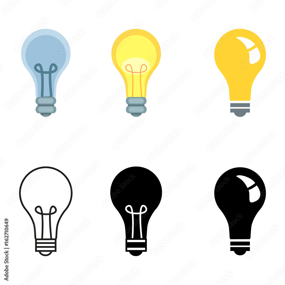 Vector Set of Different Icons - Lightbulbs. Vector Set of Different Icons - Lightbulbs.
