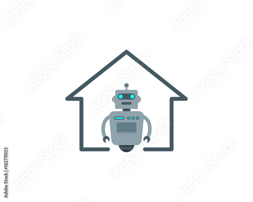 House Robot Icon Logo Design Element