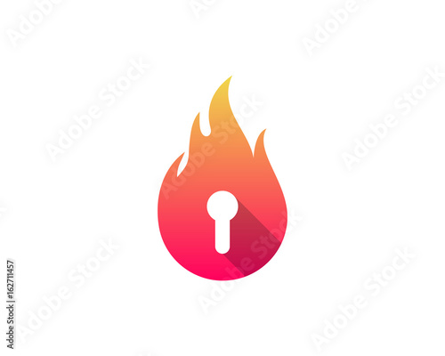 Fire Lock Icon Logo Design Element