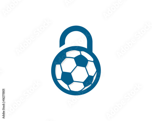 Soccer Lock Icon Logo Design Element
