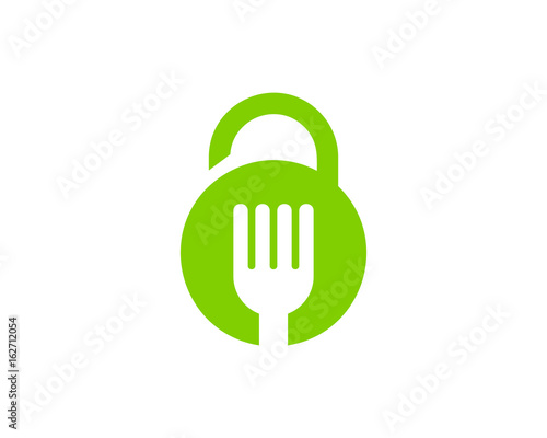 Food Lock Icon Logo Design Element