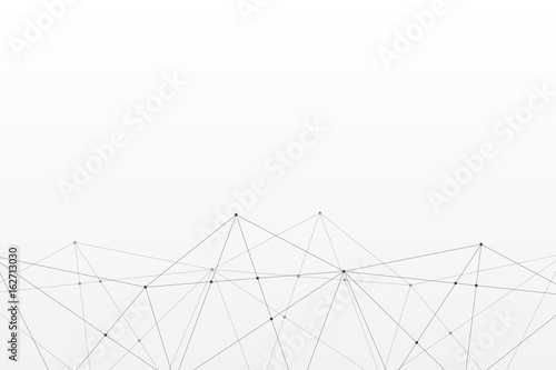 Abstract vector triangle pattern. Gray and white polygonal network background. Lines connection infographic frame illustration for business, marketing project, template, concept, web design