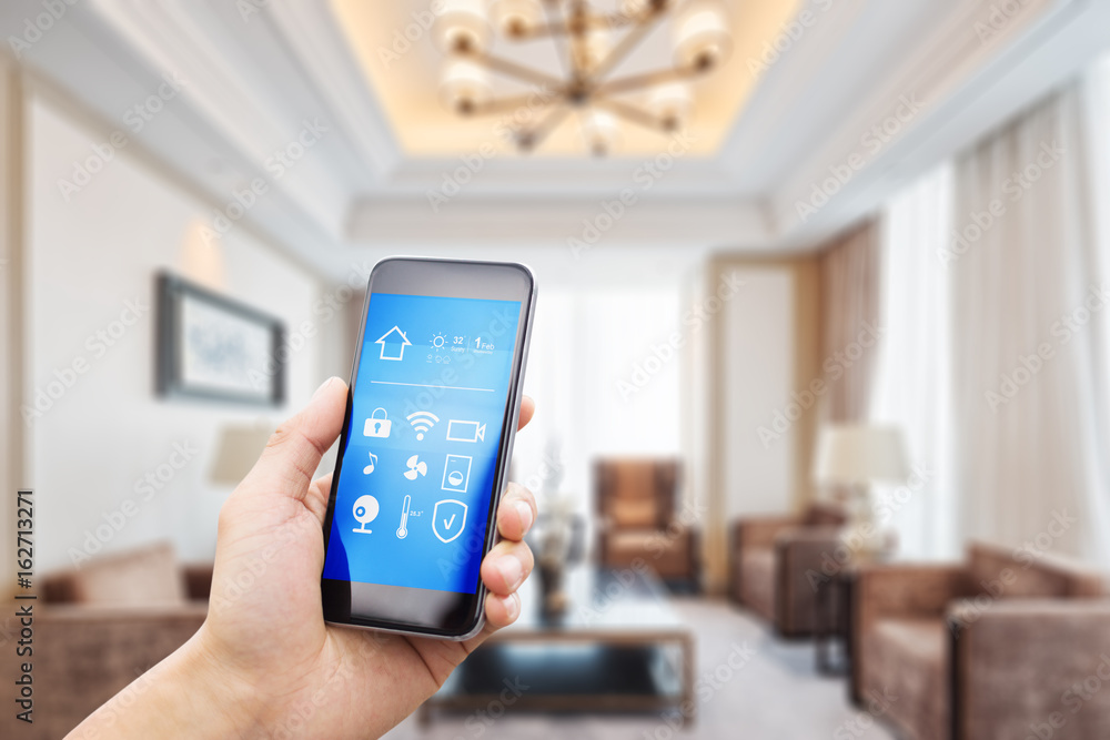 mobile phone with living room in smart home mobile phone with living room in smart home