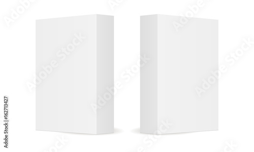 Two blank cardboard boxes isolated on white background. Mockups to easy  change colors. Ready for your design. Vector illustration © Evgeniy Zimin