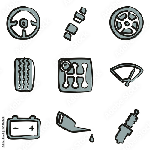 Car Icons Freehand 2 Color
