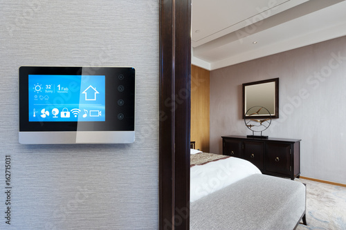 digital screen with luxury bedroom in smart home