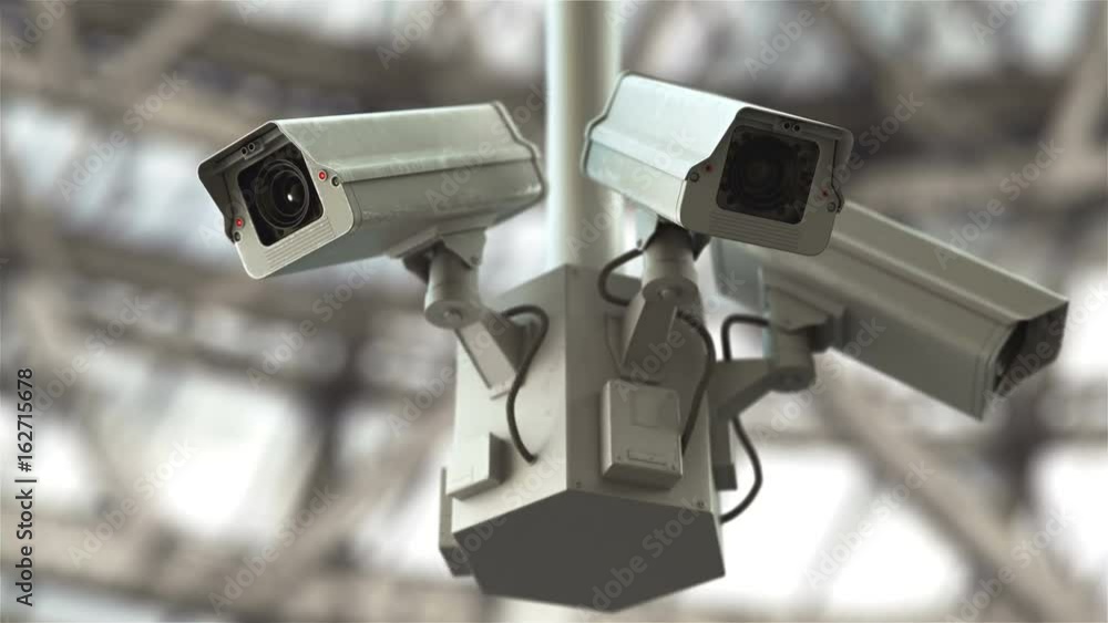 Security cameras scanning the street in 4K Security cameras scanning the street in 4K