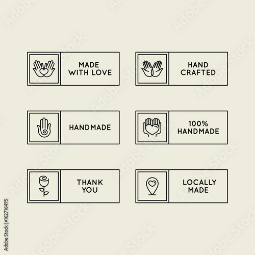 Vector set of emblems, badges and icons for handcrafted goods