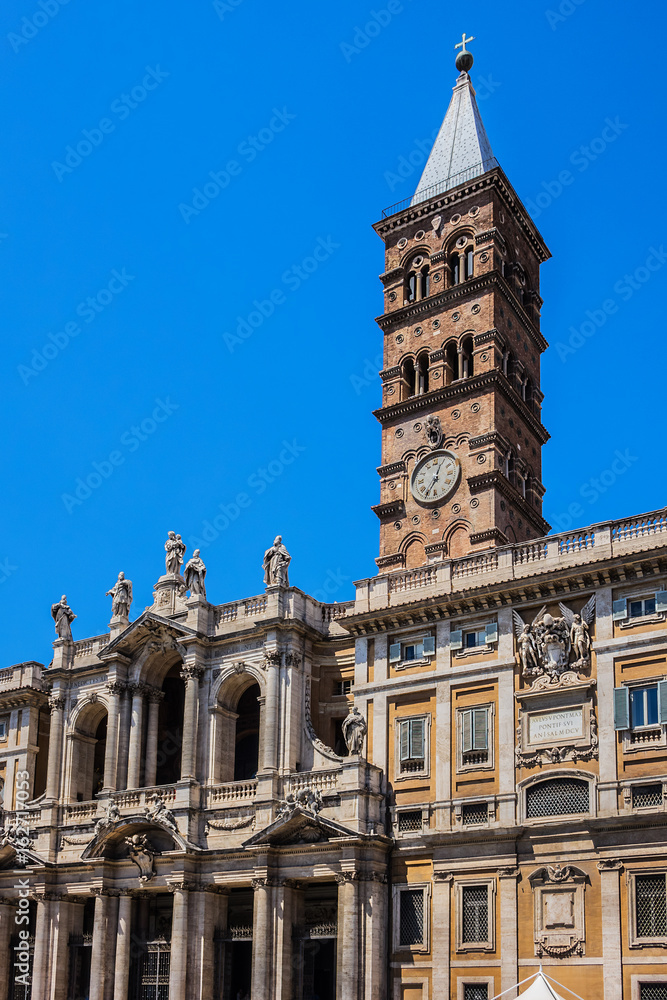 Basilica of Saint Mary Major (Basilica di Santa Maria Maggiore, 1743) - Papal major basilica and largest church in Rome dedicated to Blessed Virgin Mary. Italy.