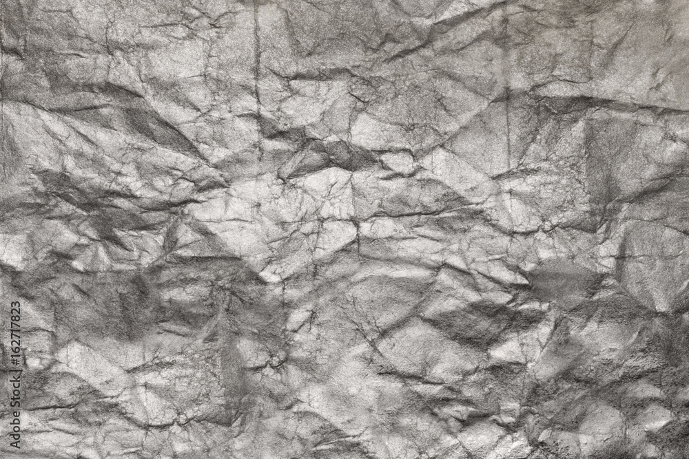 Crumpled silver paper, texture background