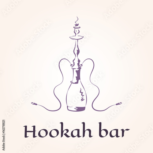 Vector illustration of hookah, logo template for club, lounge cafe,  bar or shop, arabian house.