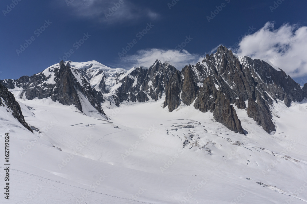 The beautiful majestic scenery of the Mont Blanc massif. Alps.