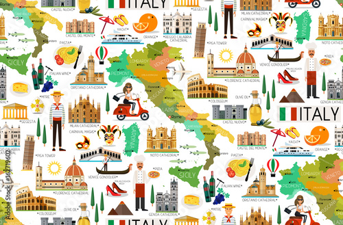 Obraz na plátně Italy Travel Pattern.