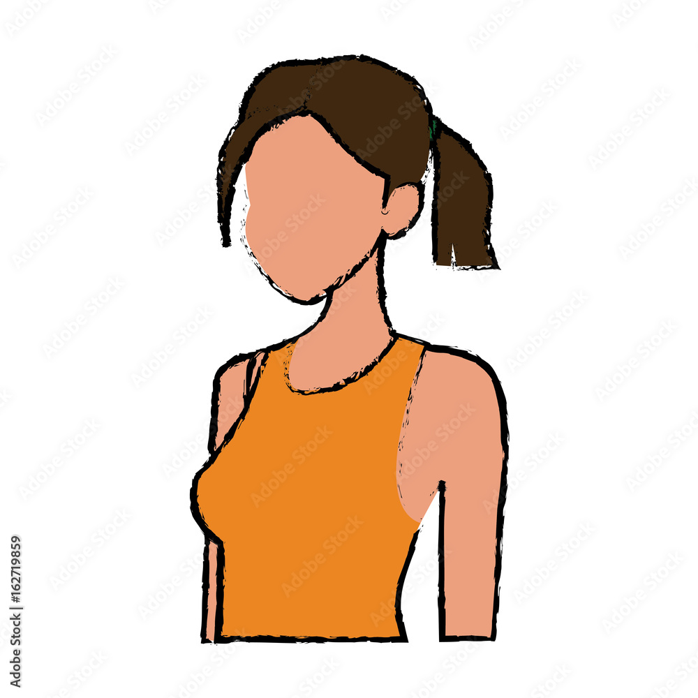 portrait woman young character people vector illustration