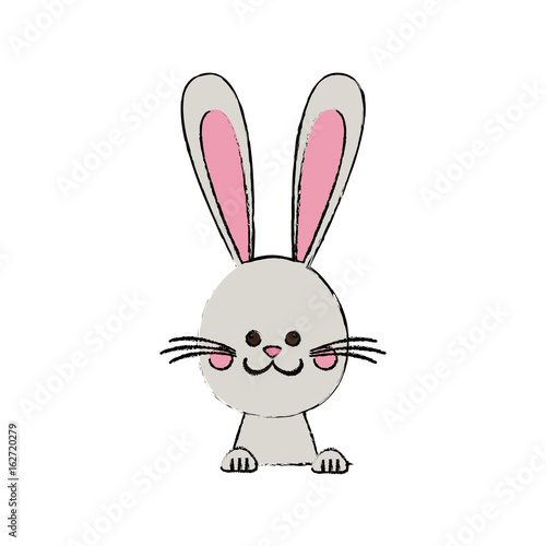 cute rabbit easter spring celebration symbol vector illustration