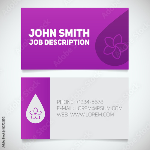 Business card print template with aroma oil drop logo