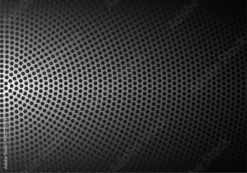 Abstract metal circle mesh pattern in black shadow background texture vector illustration.