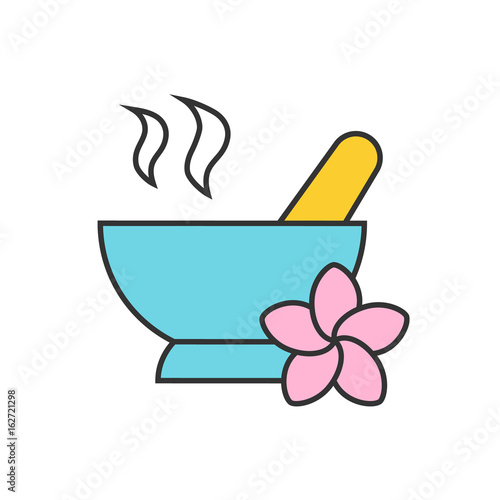 Spa salon mortar and pestle color icon
