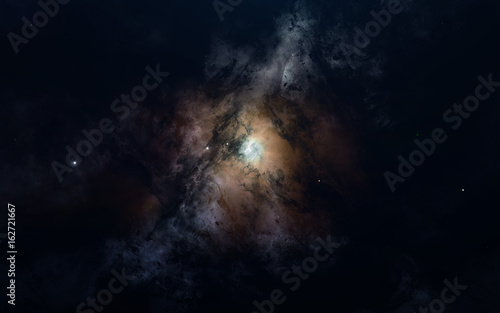 Science fiction space wallpaper, awesome nebula somewhere in dark deep space. Elements of this image furnished by NASA