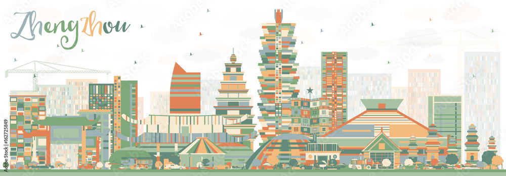 Abstract Zhengzhou Skyline with Color Buildings. Abstract Zhengzhou Skyline with Color Buildings.