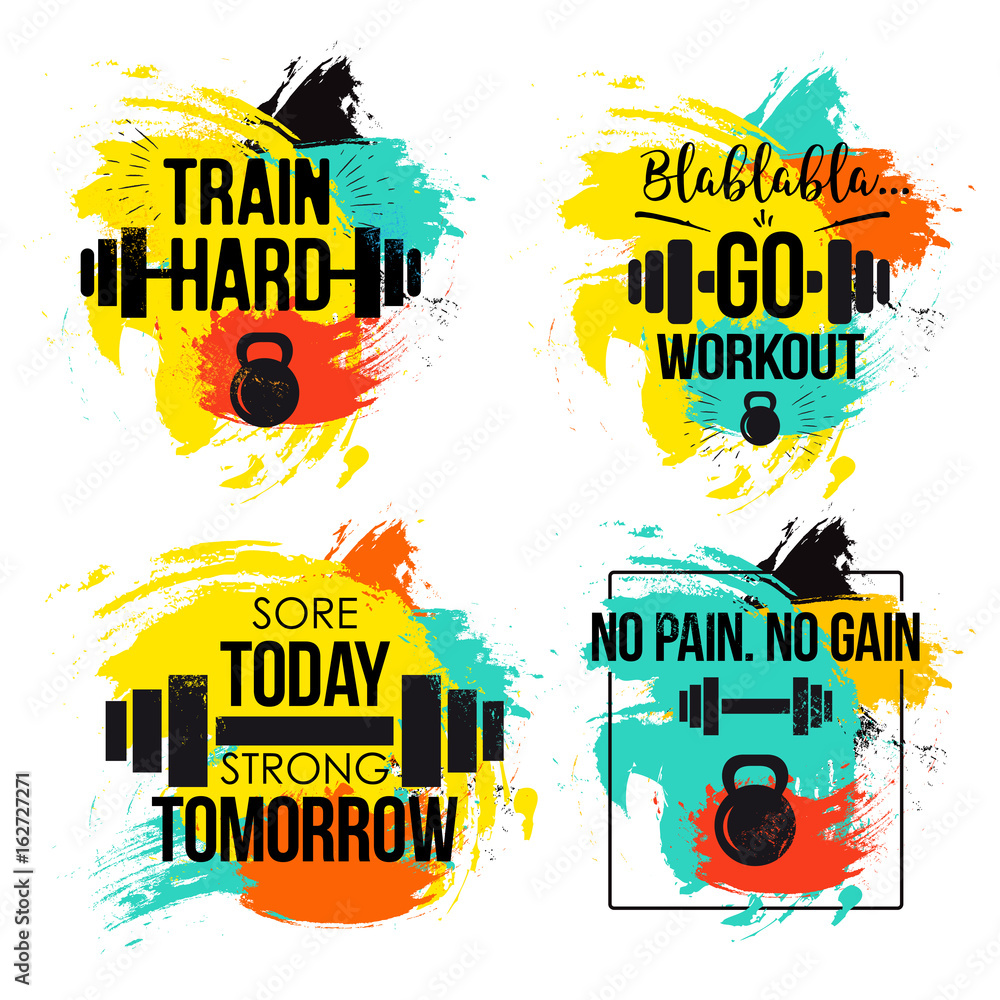 Photo & Art Print Gym and fitness motivation quote set