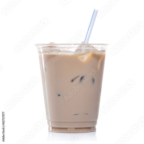 iced coffee in glass cup with ice
