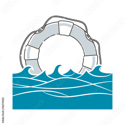 Lifebuoy rescue at sea vector illustration