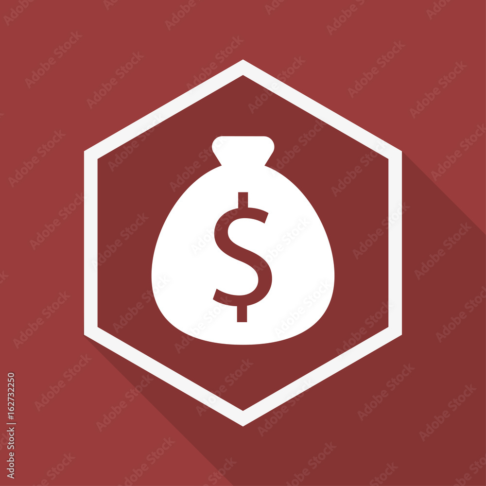 Poly Button mit Schatten - Geldsack Dollar Poly Button mit Schatten - Geldsack Dollar