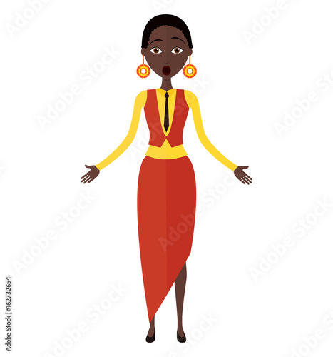 Surprised african woman throwing up his hands vector isolated on a white background.