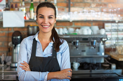 Woman working at cafe
