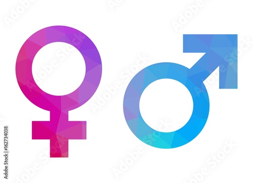 Gender symbols triangular style over white