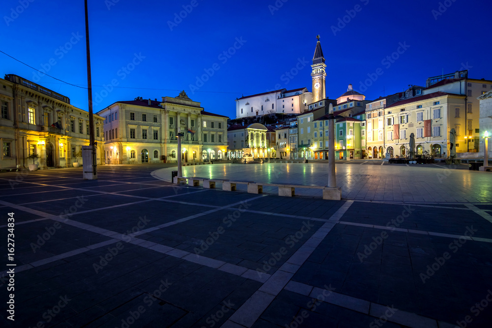 Main square of Piran town